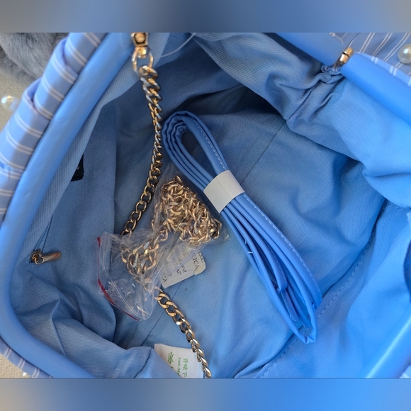 Anthropologie, Maeve,Oversized Frankie Clutch, Blue/White/Pearl - Picture 7 of 8